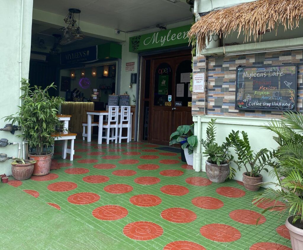 Myleen's front door and the Coffee Bar